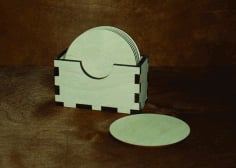 Laser Cut Napkin Holder Napkin Box With Coasters Free CDR Vectors File
