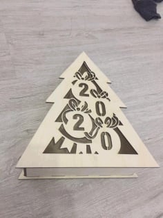 Laser Cut New Year Christmas Tree Shape Box CDR File