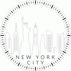 Laser Cut New York Skyline Wall Clock Template Art CDR Vectors File