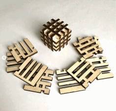 Laser Cut Nine Piece Cube Puzzle Free Vector CDR File