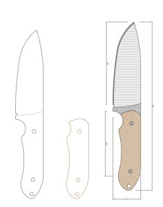 Laser Cut Noz Knife with Handle Drawing Vector File