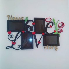 Laser Cut Our Story Love Wall Photo Frame Couple Gift Frame DXF and CDR File