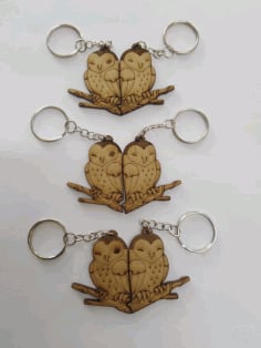 Laser Cut Owl Couple Keychain CDR, DXF and Ai Vector File