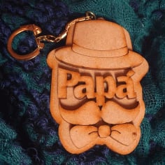 Laser Cut PAPA Name Keychain, Wooden Keyring Template Vector File