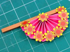 Laser Cut Paper Craft Hand Fan for Doll House Decor Vector File