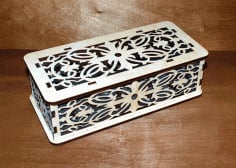Laser Cut Patterned Wooden Box with Lid CDR File