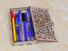 Laser Cut Pen Holder Template Wooden Pencil Box 3mm Vector File