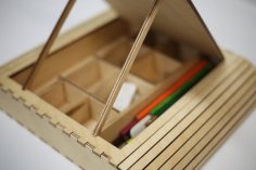 Laser Cut Pencil Box Organizer Storage Box for Students Vector File