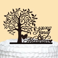 Laser Cut Personalized Wedding Cake Topper CDR File