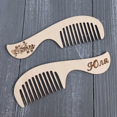 Laser Cut Personalized Wooden Comb Custom Wooden Comb Free CDR Vectors File