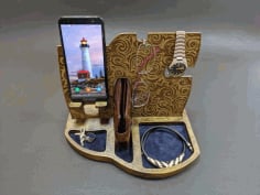 Laser Cut Phone Stand Organizer 6mm Layout CDR File