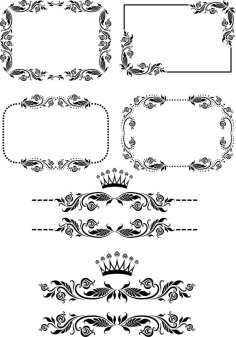 Laser Cut Picture Frame Design Fancy Border Lace Template Set SVG and CDR File
