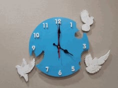 Laser Cut Pigeons Wall Clock Free CDR and DXF Vectors