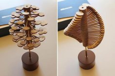 Laser Cut Playable 3D Wooden Puzzle Helicene Toy Art CDR File