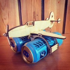 Laser Cut Plywood Airplane Soda Can Holder Party Decor CDR File