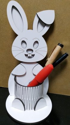 Laser Cut Plywood Bunny Pen Holder Organizer CDR File