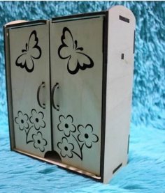 Laser Cut Plywood Doll House Furniture Wardrobe with Hanger DXF File