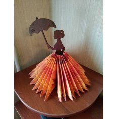 Laser Cut Plywood Doll Napkin Holder with Umbrella Vector File