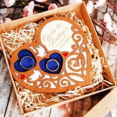 Laser Cut Plywood Engagement Ring Heart Box CDR File