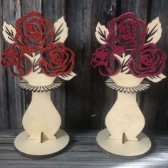 Laser Cut Plywood Flower Napkin Holder Wooden Napkin Stand DXF and CDR Free File