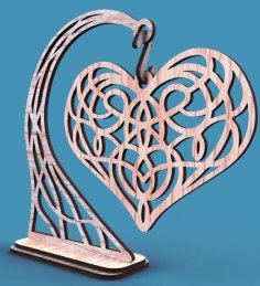 Laser Cut Plywood Hanging Heart Decoration CDR File