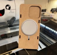 Laser Cut Plywood iPhone 13 Pro Stand with Wireless Charging CDR File