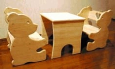 Laser Cut Plywood Kids Tables and Chairs CDR Vectors File