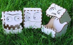 Laser Cut Plywood Monsters Face Box CDR File