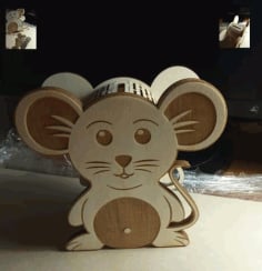 Laser Cut Plywood Mouse Piggy Saving Bank Layout CDR File