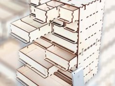 Laser Cut Plywood Organizer Box with Drawer Partitions Vector File