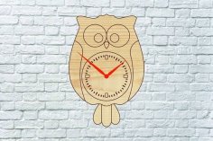 Laser Cut Plywood Owl Wall Clock layout CDR File