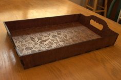 Laser Cut Plywood Serving Decorative Tray with Laser Engraving Design CDR File
