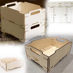 Laser Cut Plywood Stackable Rack Wooden Storage Box Tools Organizer Box Vector DXF File