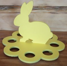 Laser Cut Plywood Stand for Easter Eggs Holder Bunny Egg Stand CDR File