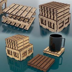 Laser Cut Plywood Tea Cup Coaster CDR and DXF File
