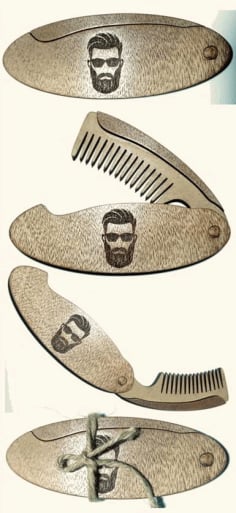 Laser Cut Pocket Wooden Comb for Men, Laser Engraving Free Vector