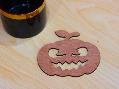 Laser Cut Pumpkin Coaster Halloween Tea Cup Mat Vector File