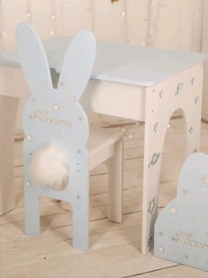 Laser Cut Rabbit Chair Bunny Chair Nursery Furniture for Kids Free CDR Vectors File