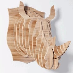 Laser Cut Rhino 3D Head Trophy 3D Animal Head CDR File