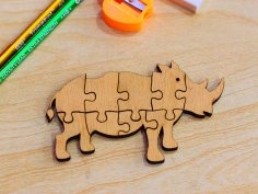 laser cut Rhino Puzzle Educational toy plans 6mm Vector File