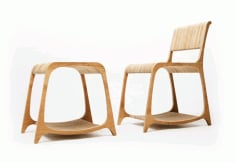 Laser Cut Rocking Chair With Wooden Stool CDR Vectors File