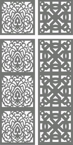 Laser Cut Room Grill Separator Seamless Patterns Set DXF File