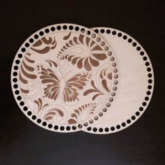 Laser Cut Round Box Cover Butterfly Image CDR File