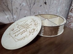 Laser Cut Round Jewelry Box Wooden Box With Compartments Free DWG File