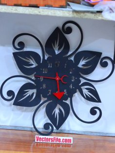 Laser Cut Round Wall Clock Flower Clock Design CDR and SVG Vector File