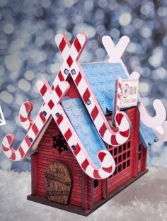 Laser Cut Santa Claus Wooden House Mailbox CDR File
