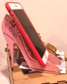 Laser Cut Shoe Phone Stand Ladies Mobile Stand CDR File
