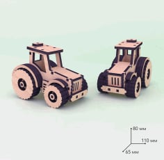 Laser Cut Simple Wooden Toy Tractor 4mm Ai File and CDR File