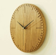 Laser Cut Simple Wooden Wall Clock DWG File