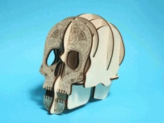 Laser Cut Skull 3d Pen Holder Vectors File CDR File